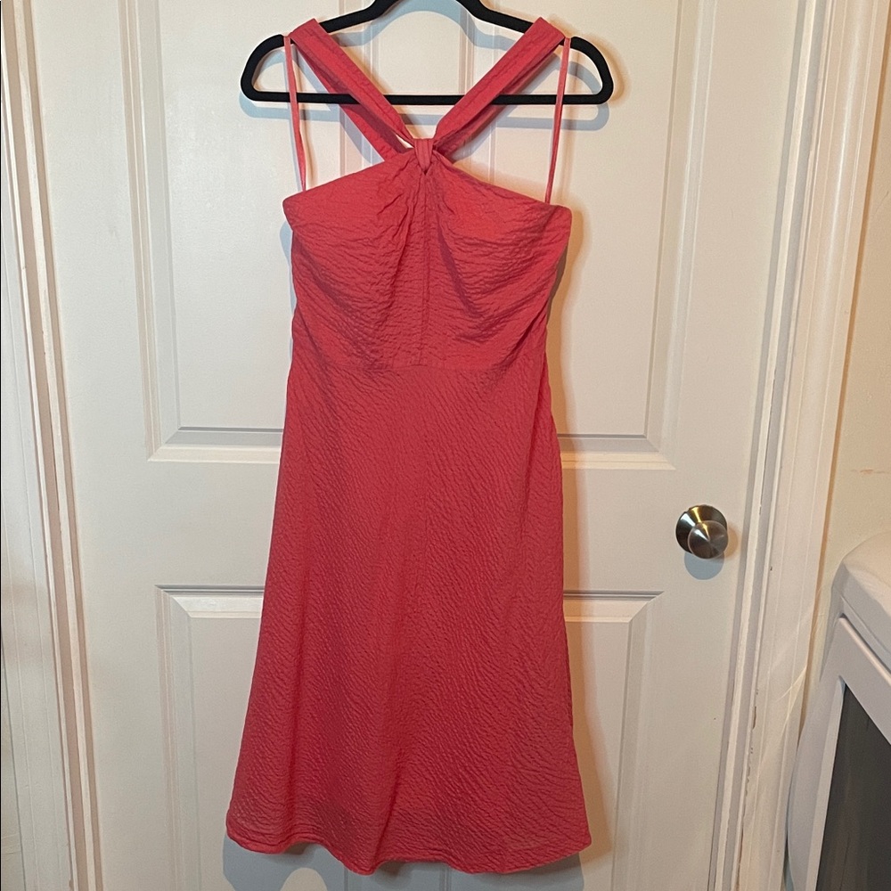J. Crew Halter Coral Dress 100% Cotton Women’s size 12 EUC